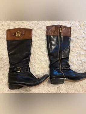 Michael Kors size 9 black and brown riding boots
